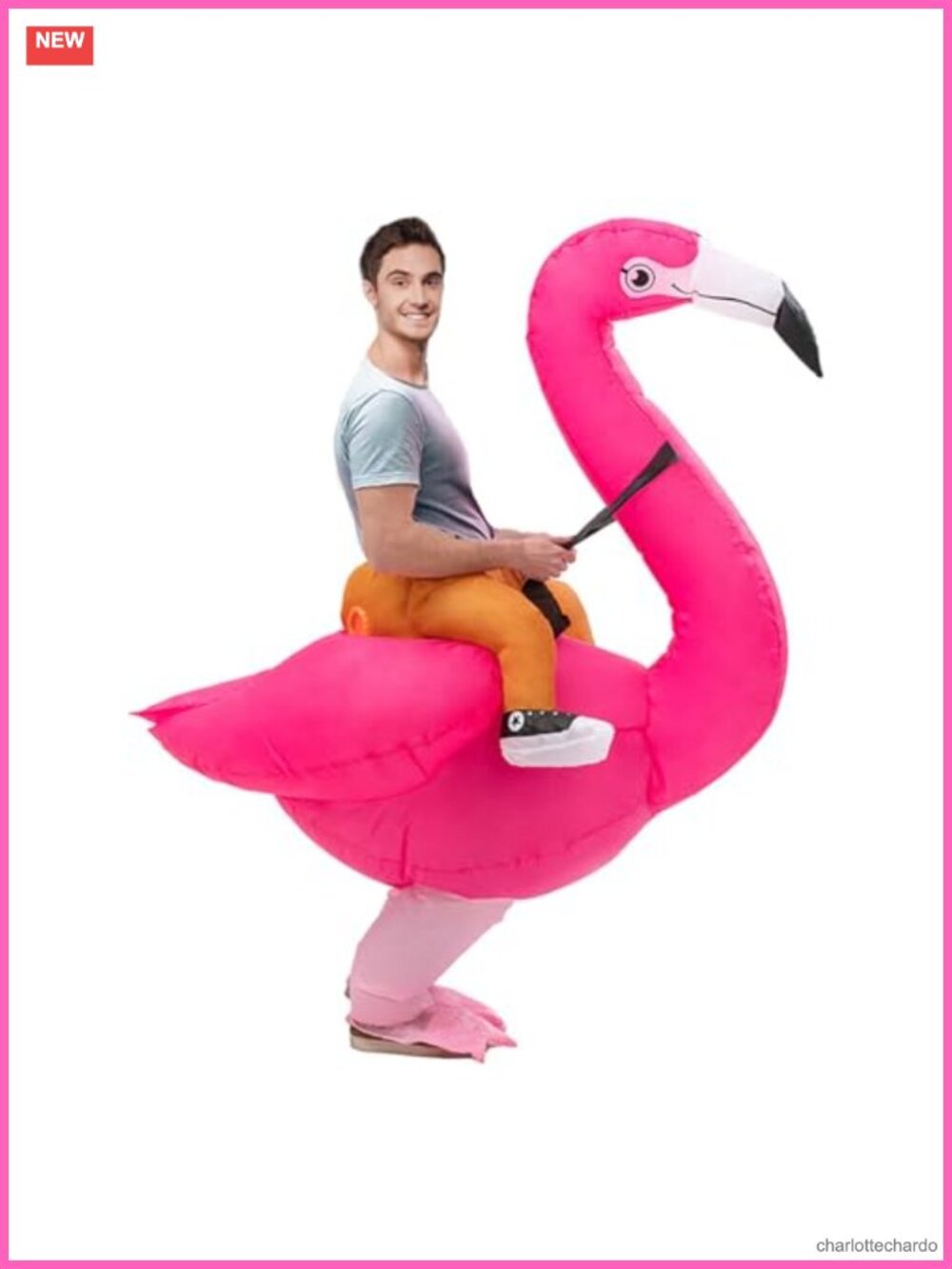 Flamingo Inflatable Costume Adult Blow Up Suit Halloween Party Jumpsuit